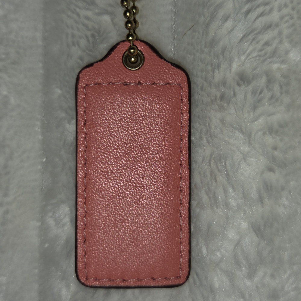 COACH 2.25" Salmon Pink Hangtag, Pink Pave & Gold Heart, Gold Coach Square - Picture 10 of 11